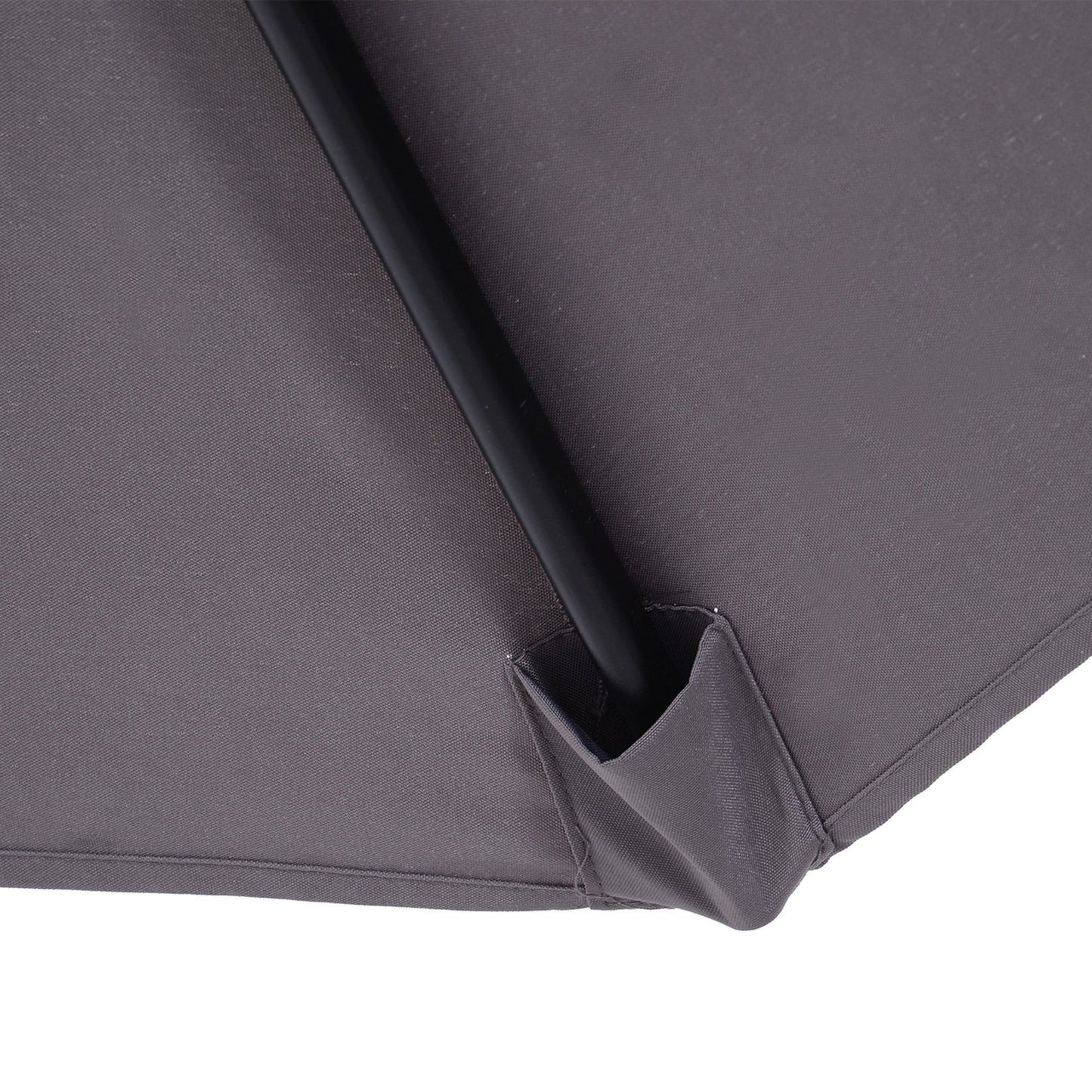Outsunny Steel Frame Round Market Patio Sun Umbrella Garden Parasol Outdoor Sunshade Canopy, 3x2.45m (Gray) Canopy Steel,