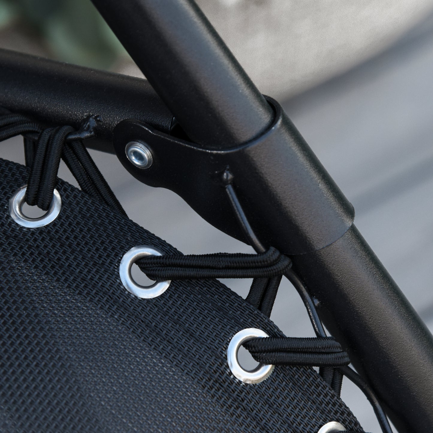 Outsunny Garden Rocking Chair Folding Recliner Outdoor Adjustable Sun Lounger Rocker Zero-Gravity Seat with Headrest Side Holder Patio Deck - Black Lounge w/