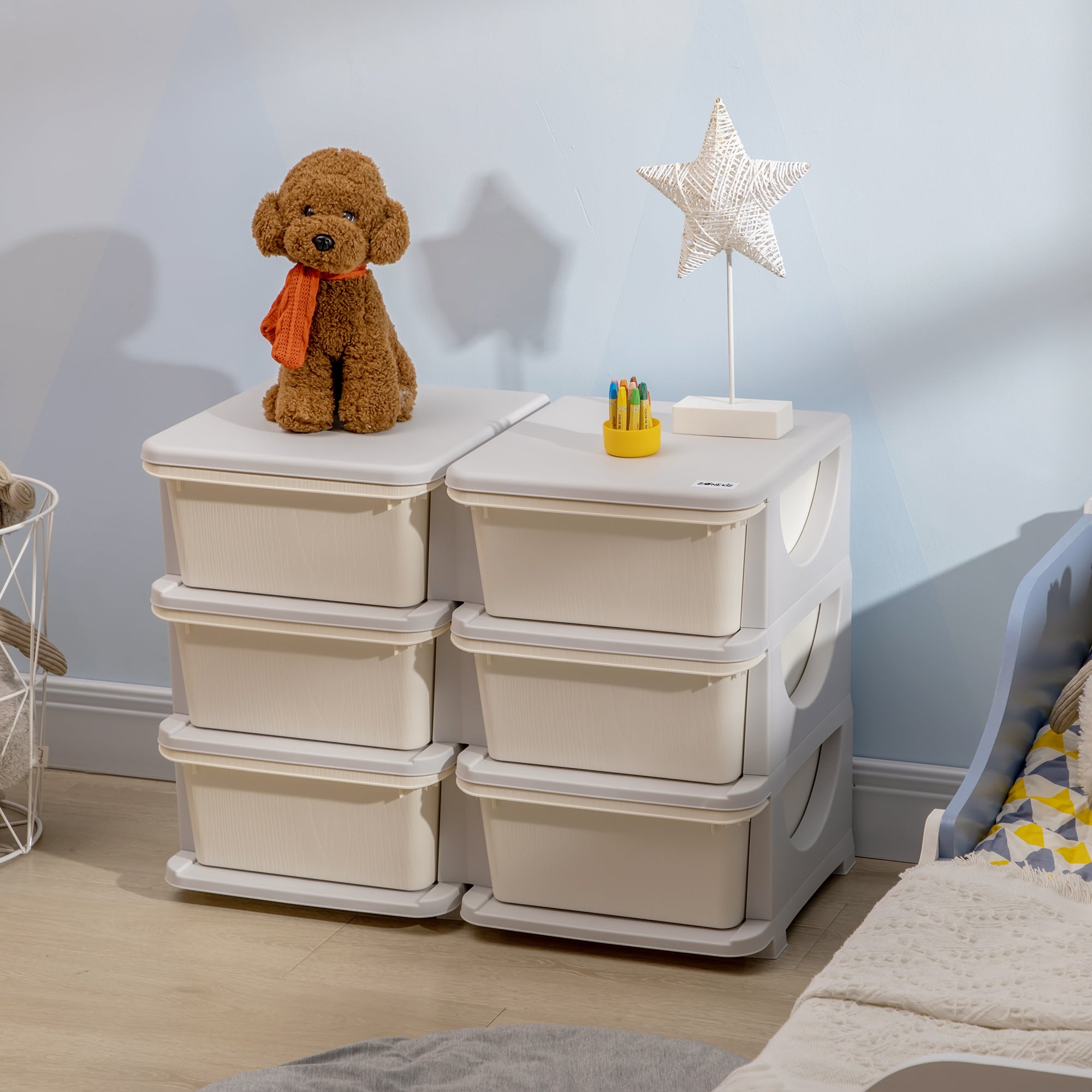 ZONEKIZ Kids Storage Units With 6 Drawers 3 Tier Kids Toy Storage Org zonekiz-kids-storage-units-with-6-drawers-3-tier-kids-toy-storage-org