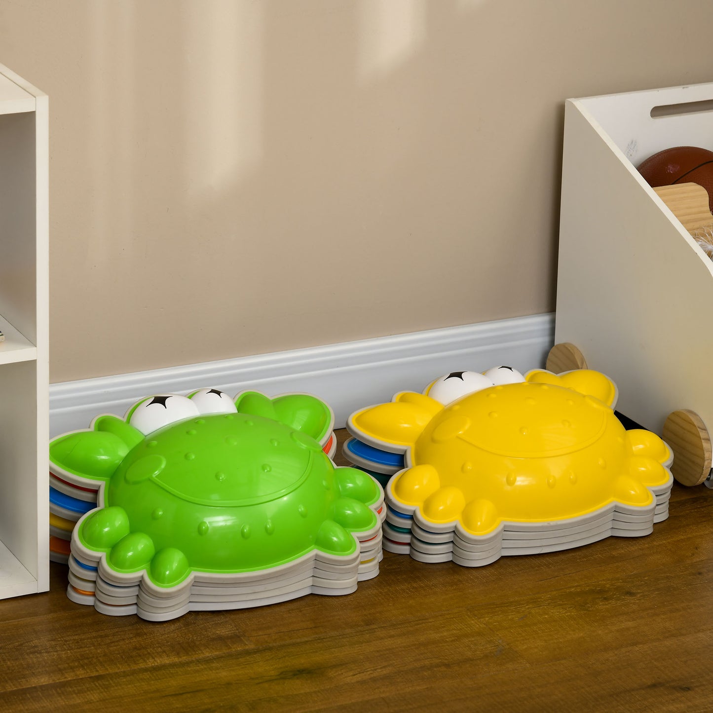 ZONEKIZ 9PCs Kids Stepping Stones with TPE AntiSlip Edge CrabDesigned Balance River Stones Obstacle Courses Stackable