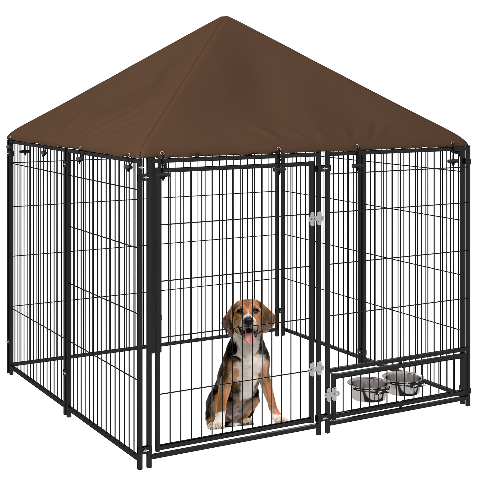 PawHut Outdoor Dog Kennel Puppy Play Pen with Canopy Garden Playpen Fe