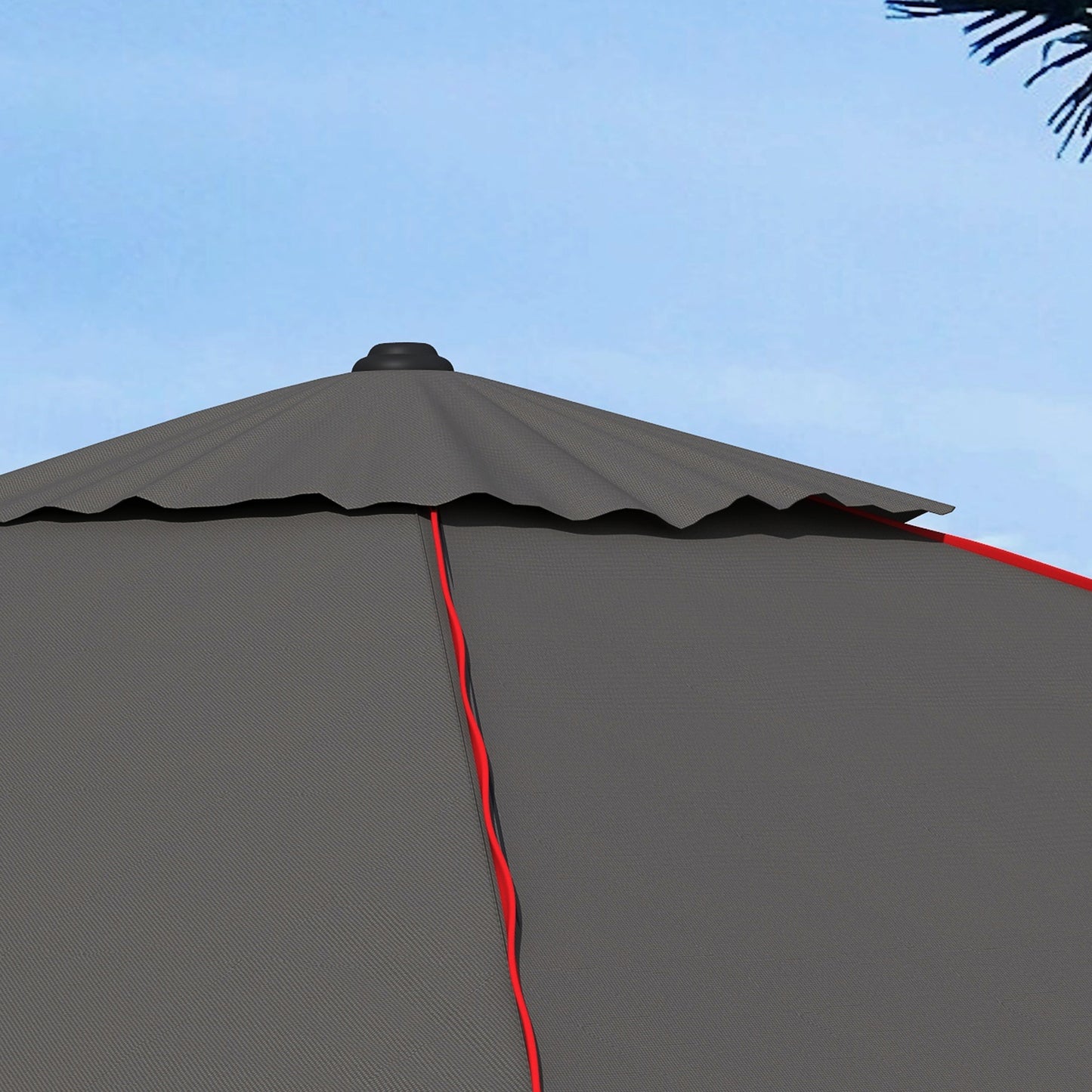 Outsunny Patio Parasol Umbrella with Vent, Garden Market Table Umbrella Sun Shade Canopy with Piping Side, Grey
