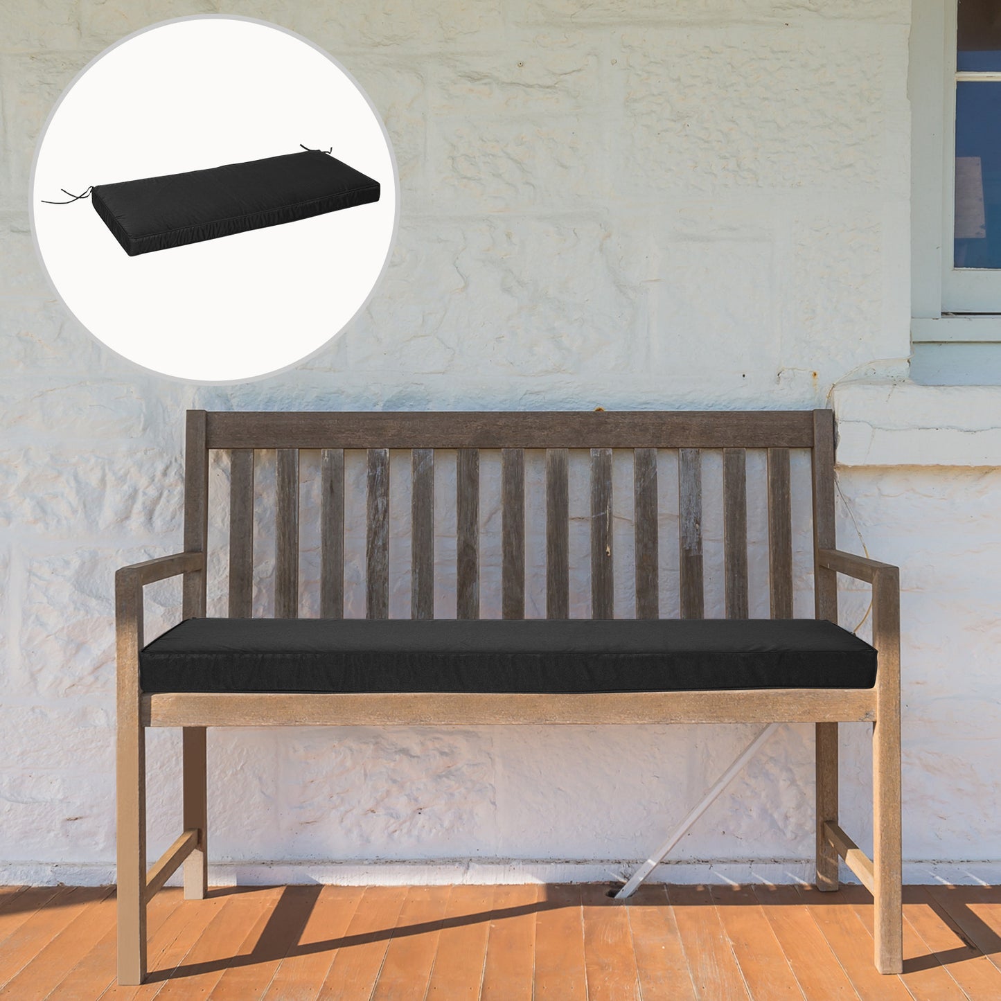 Outsunny Garden Bench Cushion 2 Seater Loveseat Seat Pad for Patio Swing Furniture for Indoor & Outdoor Use, Black Use