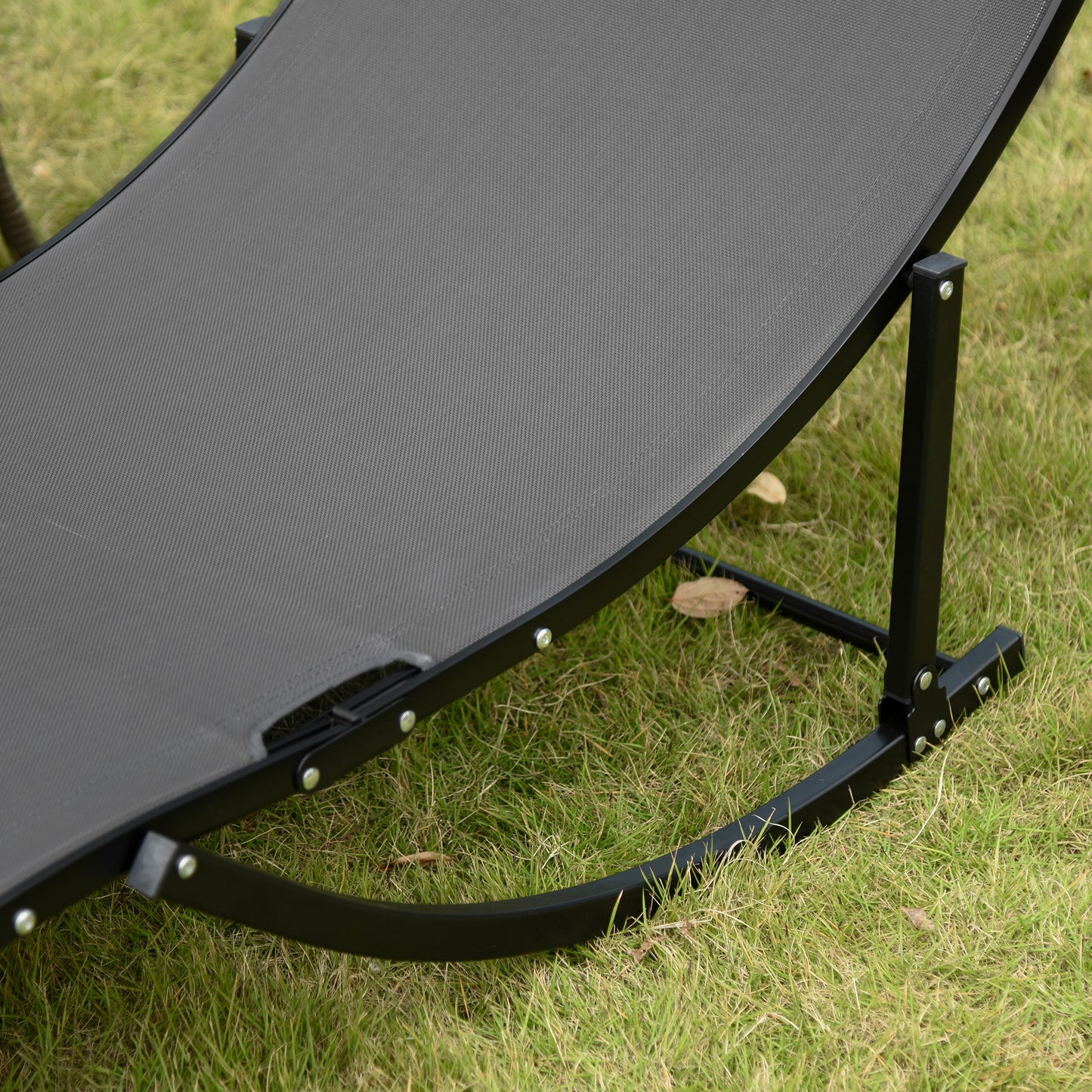 Outsunny Set of 2 S-shaped Lounge Chair Foldable Sleeping Bed 165x61x63cm Dark Grey