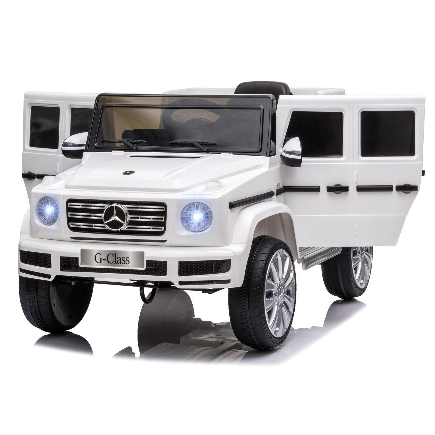 HOMCOM Compatible 12V Battery-powered Kids Electric Ride On Car Mercedes Benz G500 Toy with Parental Remote Control Music Lights MP3 Suspension Wheels for 3-8 Years Old White w/