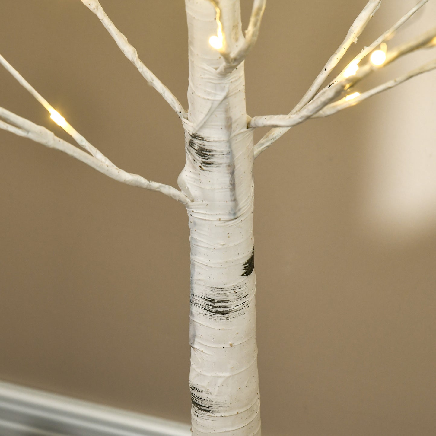 HOMCOM 6ft Artificial White Birch Tree Light with 96 Warm White Pre-Lit LED Light
