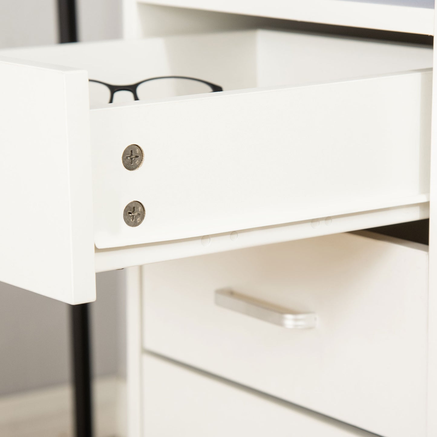HOMCOM Computer Desk, Home Office Desk with Lockable Drawer, Storage Shelf for Study Bedroom, 110 x 50 x 76 cm, White Writing Five