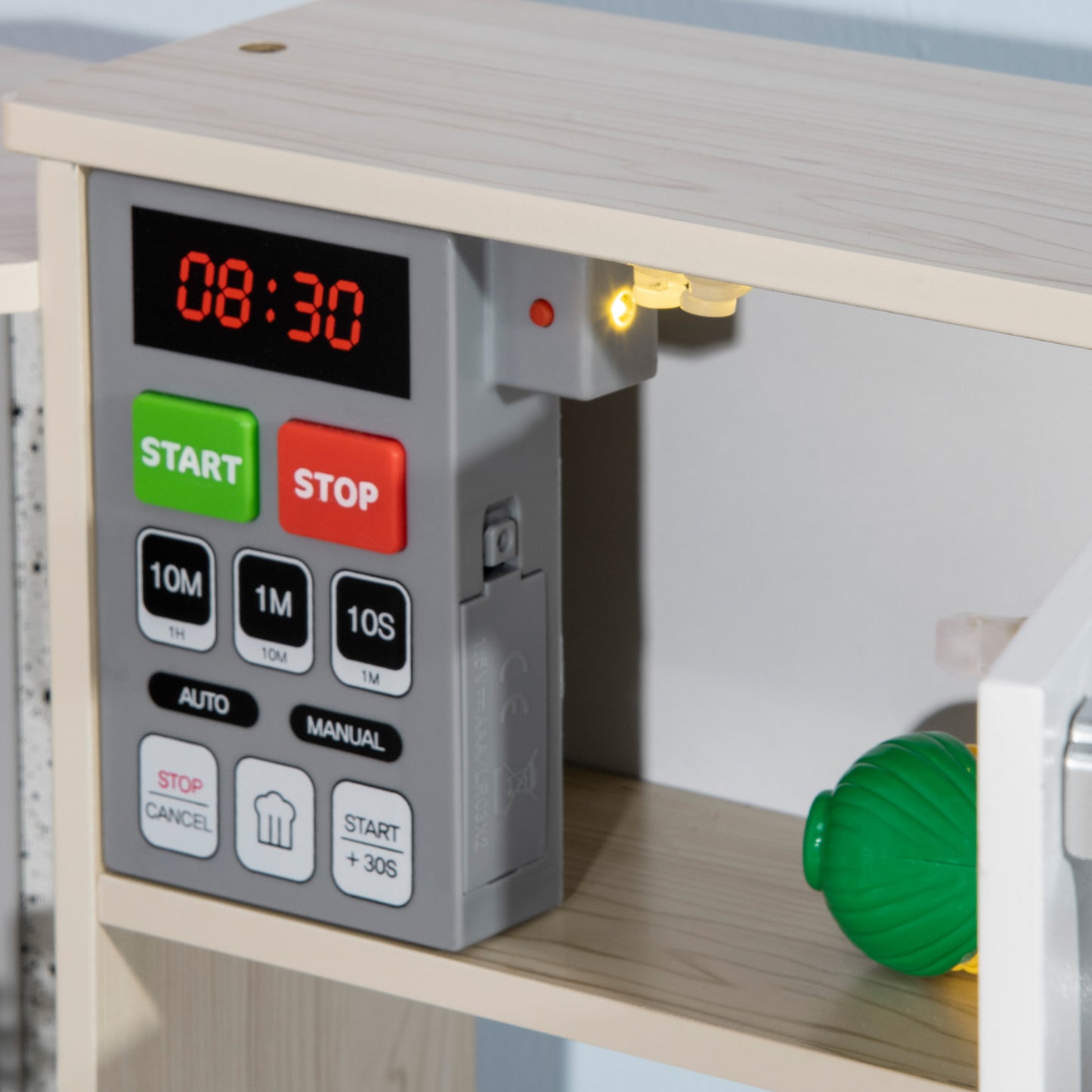 HOMCOM Toy Kitchen for Kids with Role Play Accessories, Wooden Corner Pretend Kitchen with Sound and Light, Phone, Microwave, Refrigerator, Ice Maker, Utensils, Storage Space, 105 x 48 x 80 cm