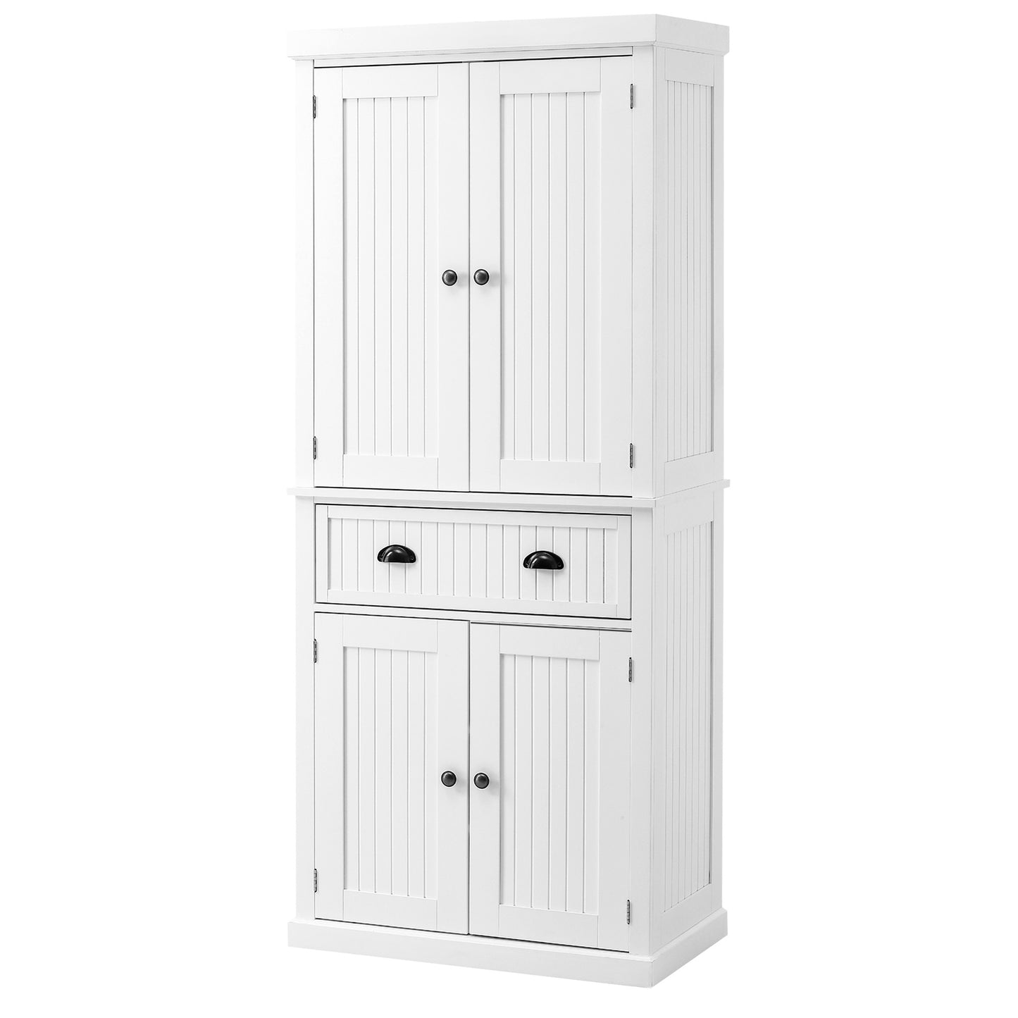 HOMCOM Traditional Kitchen Cupboard Freestanding Storage Cabinet with Drawer, Doors and Adjustable Shelves, White