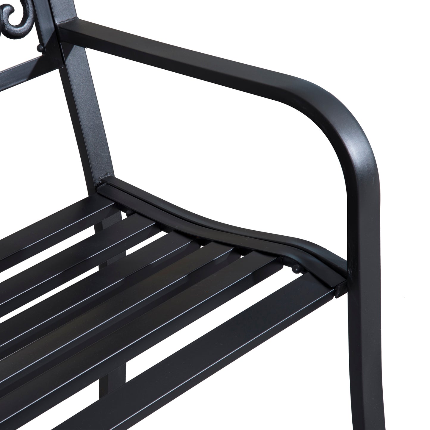 Outsunny 2-Seater Garden Bench, Steel-Black