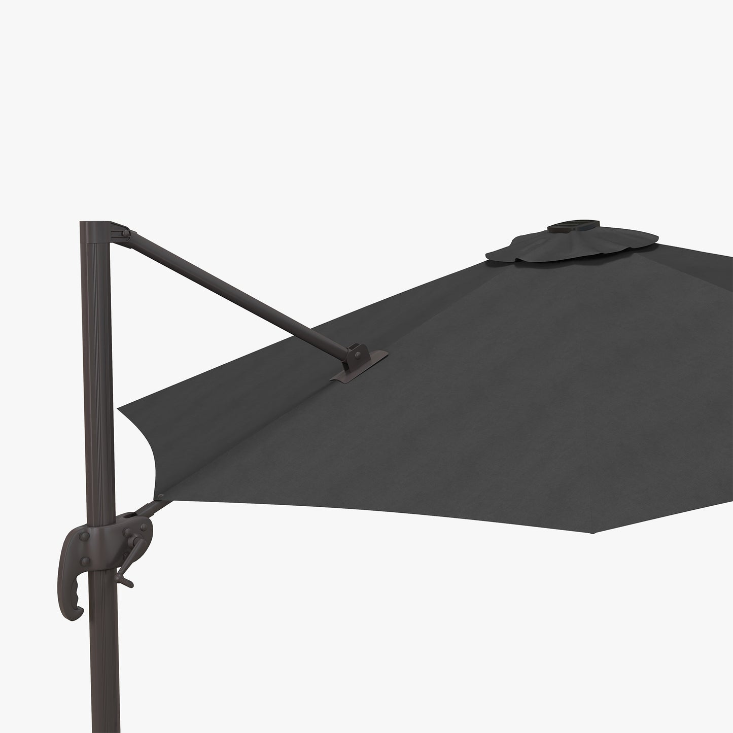 Outsunny 3(m) LED Cantilever Parasol Outdoor Sun Umbrella w/ Base Solar Lights Dark Grey