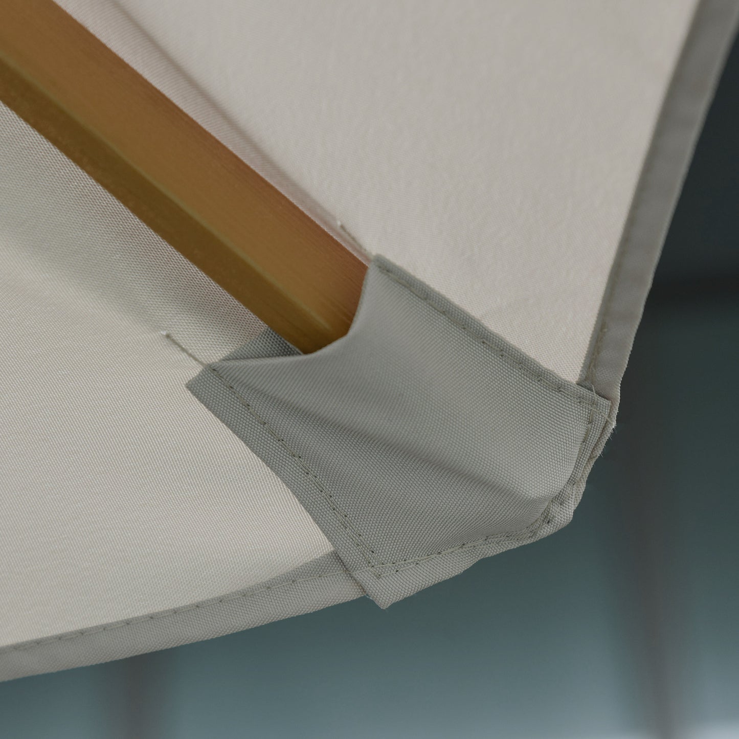 Outsunny 3m Fir Wooden Garden Parasol Bamboo Sun Shade Patio Outdoor Umbrella Canopy, Grey Canopy