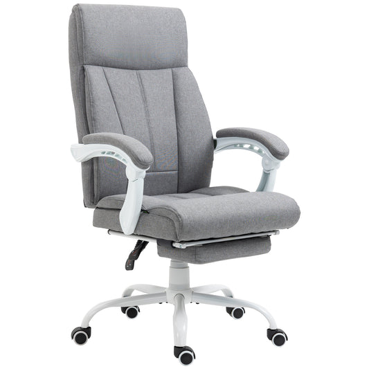 Vinsetto Office Chair Ergonomic Desk Chair Fabric Work Study Chair with 155° Reclining Back and Footrest Adjustable Height and Swivel Wheels Grey
