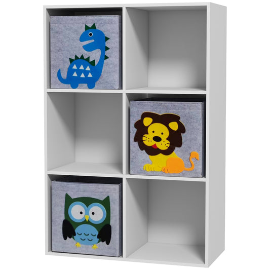 ZONEKIZ Kids Toy Box with Three NonWoven Fabric Drawers 61.8 x 29.9 x 91.5cm White