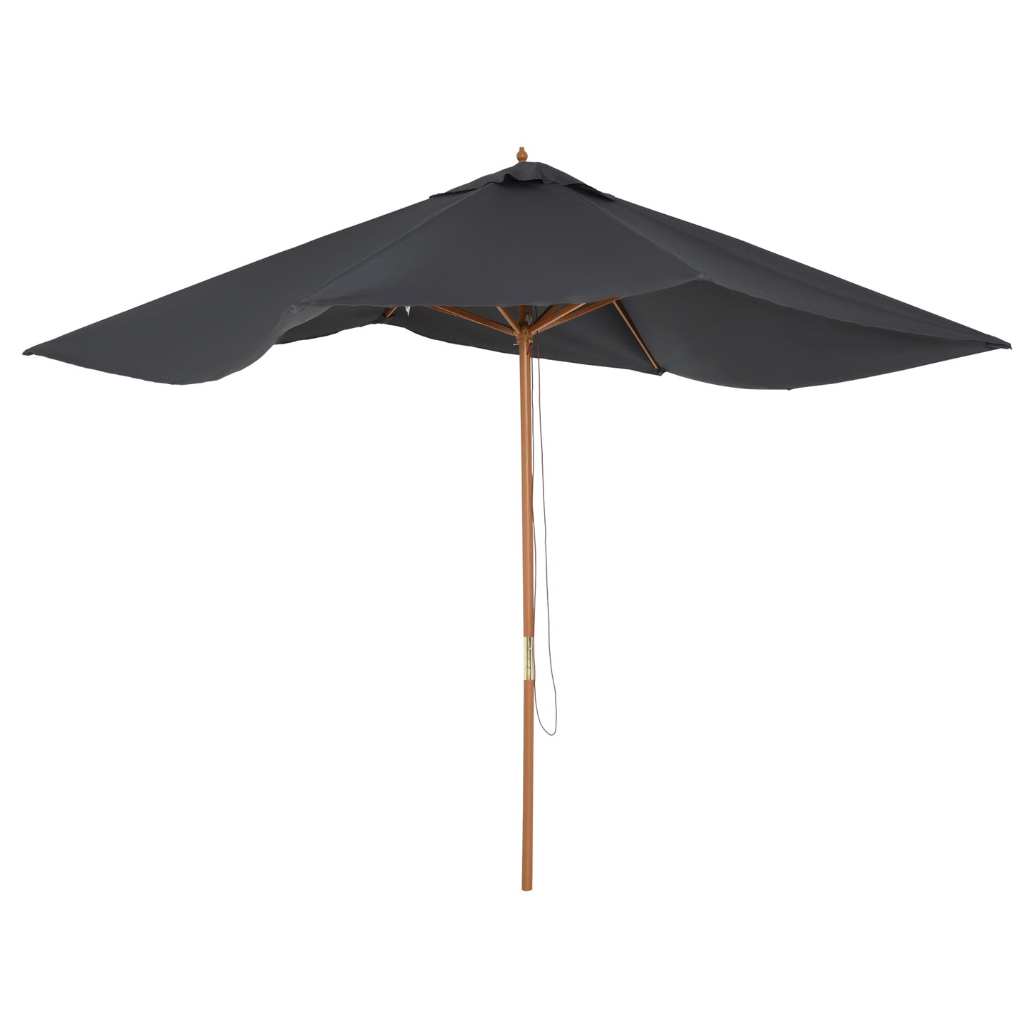 Outsunny 2 x 3 x 2.5m Wood Square Parasol Sun Shade Patio Garden Outdoor Umbrella Dark Grey