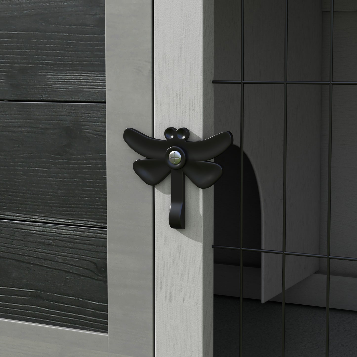 PawHut Wooden Rabbit Hutch Guinea Pig Cage with Openable Asphalt Roof Tray Rabbit Cage for Indoor Outdoor Use 84 x 43 x 70 cm Grey