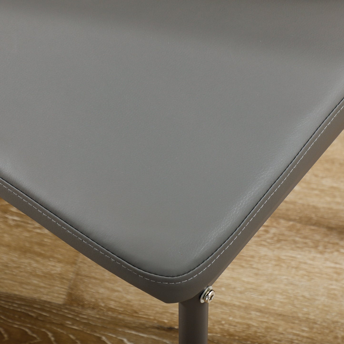 HOMCOM 5Piece Kitchen Dining Table Set with 4 Faux Leather Metal Frame Chairs Glass Tabletop Desk for Dining Room Kitchen Dinette Grey