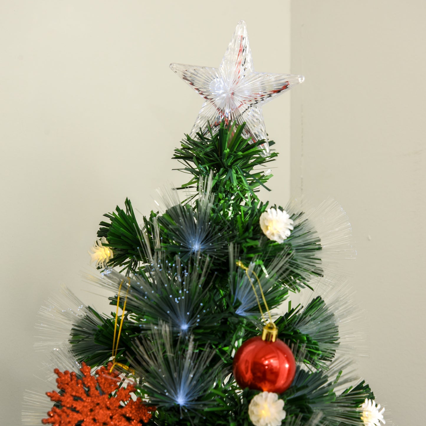 HOMCOM 6ft White Light Artificial Christmas Tree w/ 230 LEDs Star Topper Tri-Base