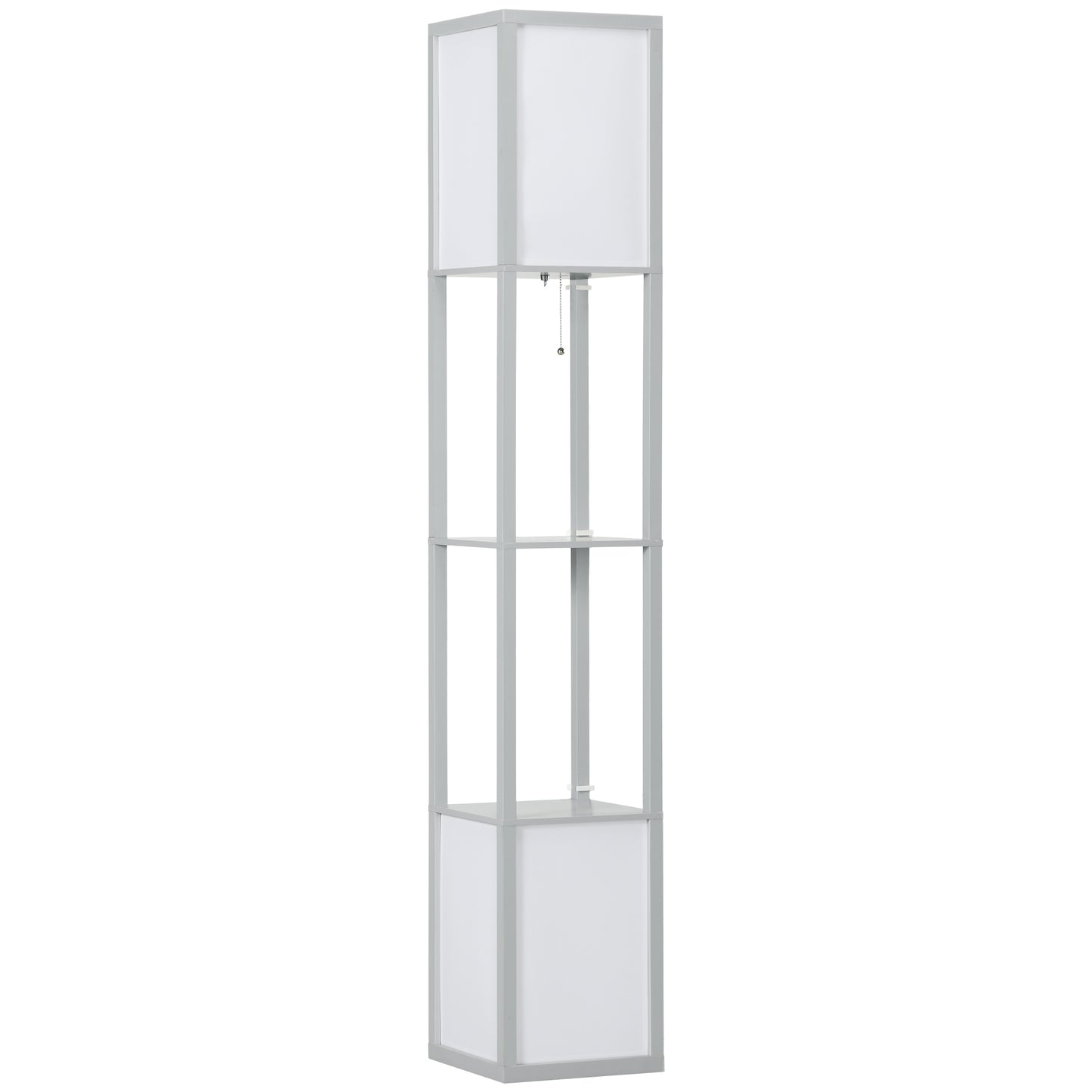 HOMCOM Modern Shelf Floor Lamp with Dual Ambient Light Standing Lamp Living Room Bedroom 156cm Grey