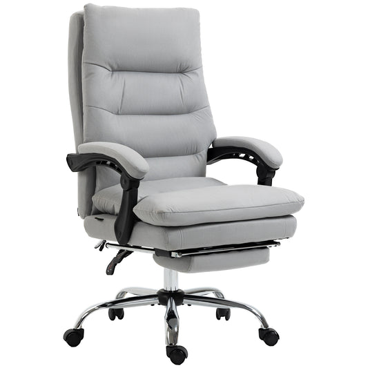 Vinsetto Office Chair Ergonomic Desk Chair with 6Point Vibration Massage and Back Heating Microfibre Computer Gaming Chair with 135° Reclining Back and Footrest Grey