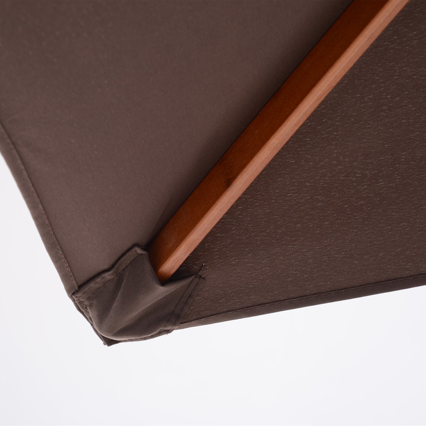 Outsunny 2 x 1.5m Patio Garden Parasol Sun Umbrella Sunshade Canopy Outdoor Backyard Furniture Fir Wooden Pole 6 Ribs Tilt Mechanism - Coffee Market