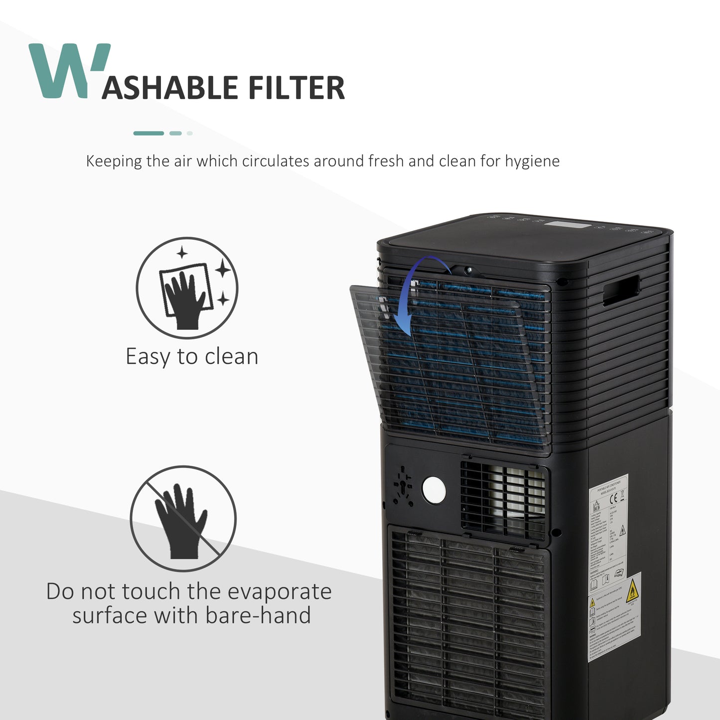 HOMCOM 5000 BTU 4-In-1 Compact Portable Mobile Air Conditioner Unit Cooling Dehumidifying Ventilating w/ Fan Remote LED Display 24 Hr Timer Auto Shut-Down Home Office Summer, Black
