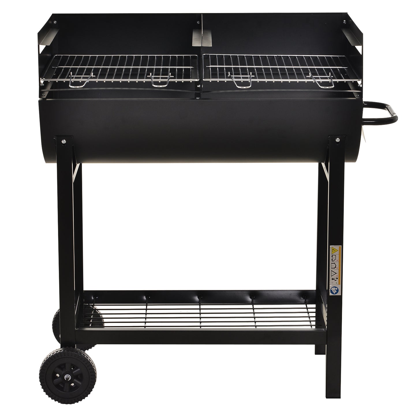 Outsunny Trolley Charcoal BBQ Barbecue Grill Cooker Patio Outdoor Garden Heating Heat Smoker with Wheels, Black 90 x 45 x 96cm