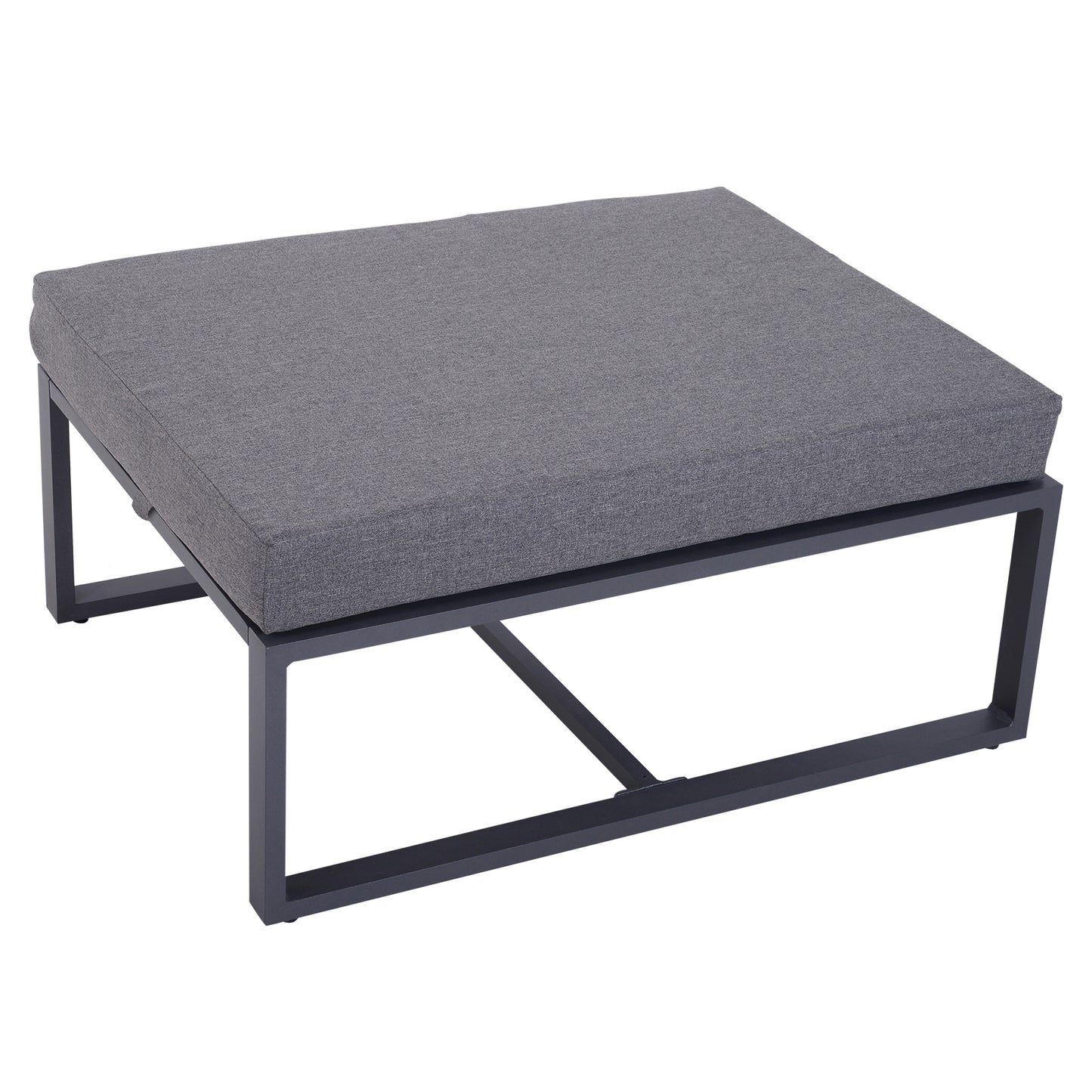 Outsunny 6 Pcs Sectional Sofa Set W/Cushions, Aluminium Frame, Tempered Glass-Grey