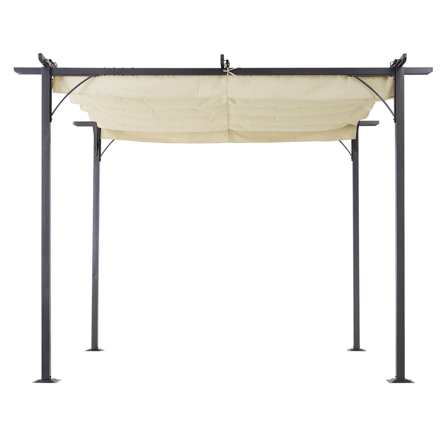 Outsunny Outdoor Steel Pergola Gazebo Porch Awning Retractable Canopy Grape Trellis