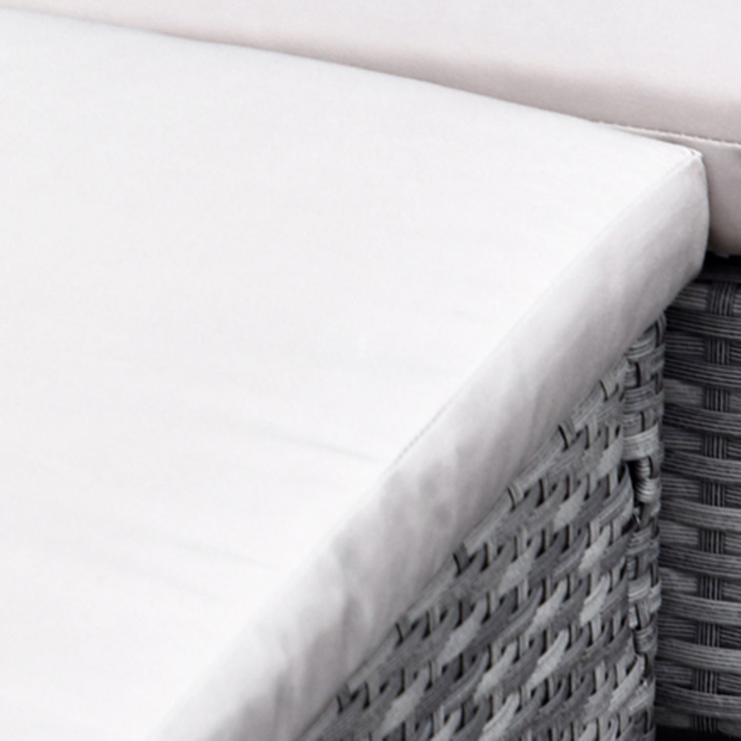 Outsunny 6-Seater Rattan Dining Set Modern Outdoor Patio Rattan Wicker Furniture Patio Dining Table Stool Chaise Lounge Set Coffee