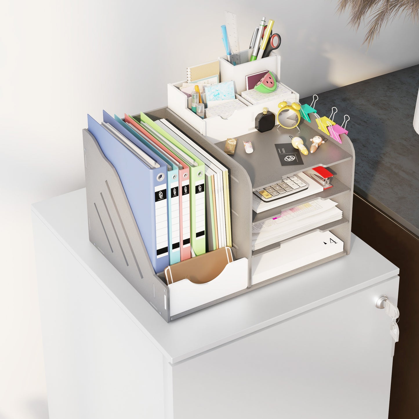 Vinsetto 2-Drawer Vertical Filing Cabinet with Lock, Steel Mobile File Cabinet with Adjustable Hanging Bar for A4, Legal and Letter Size, White