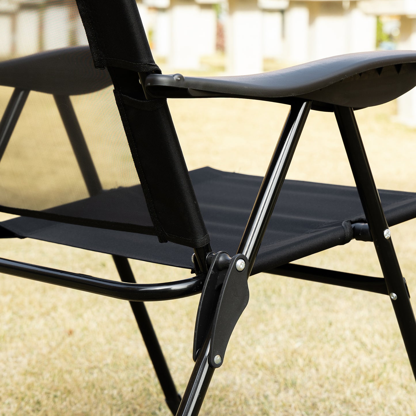 Outsunny Set of 2 Portable Folding Recliner Outdoor Patio Chaise Lounge Chair with Adjustable Backrest, Black