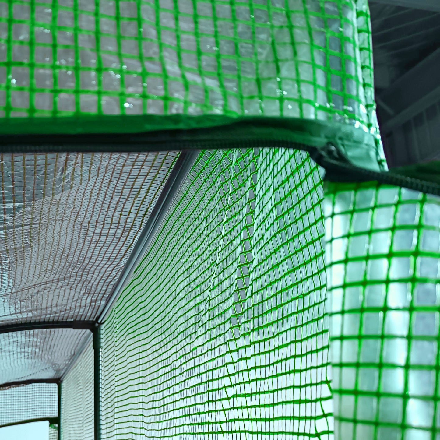 Outsunny Walk-In Lean to Wall Greenhouse with Windows and Doors 2 Tiers 4 Wired Shelves 200L x 100W x 213Hcm Green