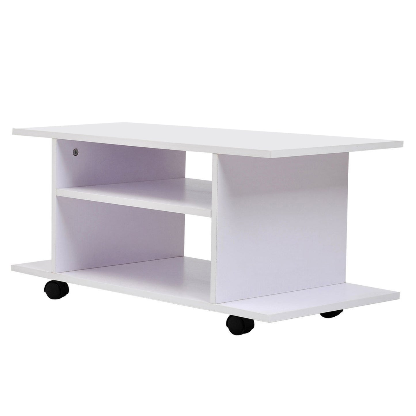 HOMCOM Modern TV Cabinet Stand Storage Shelves Table Bookcase White