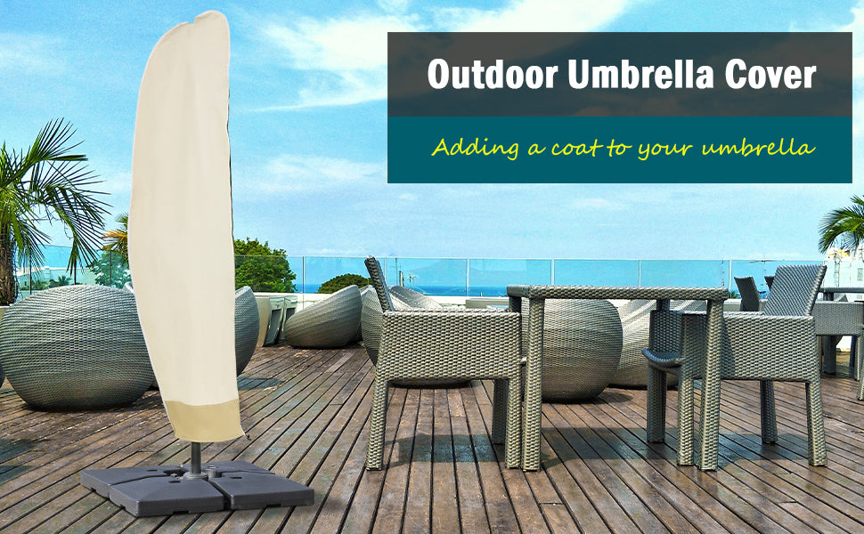 Outsunny Waterproof Parasol Cover Deluxe Patio Furniture Market Banana Umbrella Cantilever Protector Rain Dust Protective w/Zip