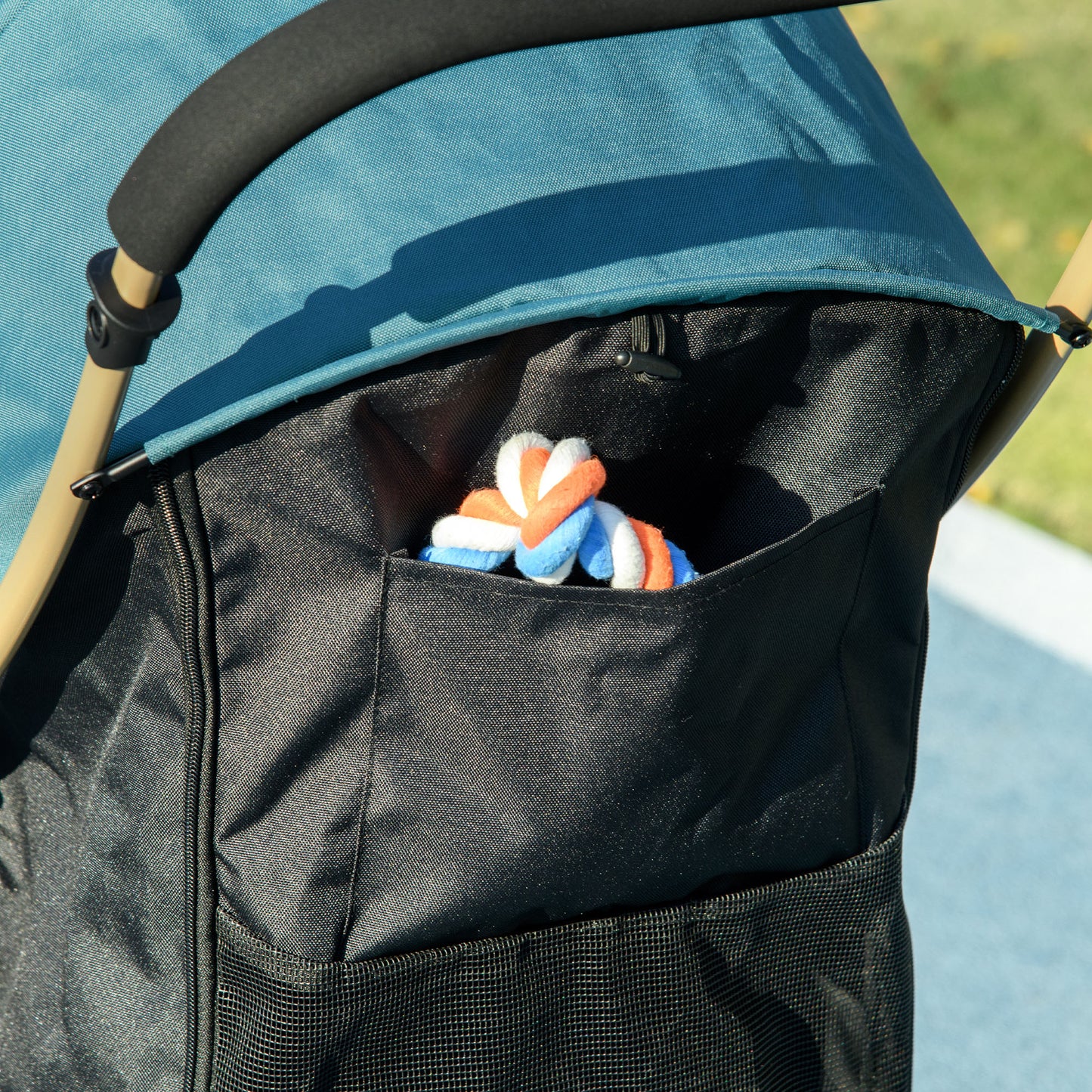 PawHut Oxfoad Pet Stroller for Small Minature Dogs with Rain Cover Dark Green