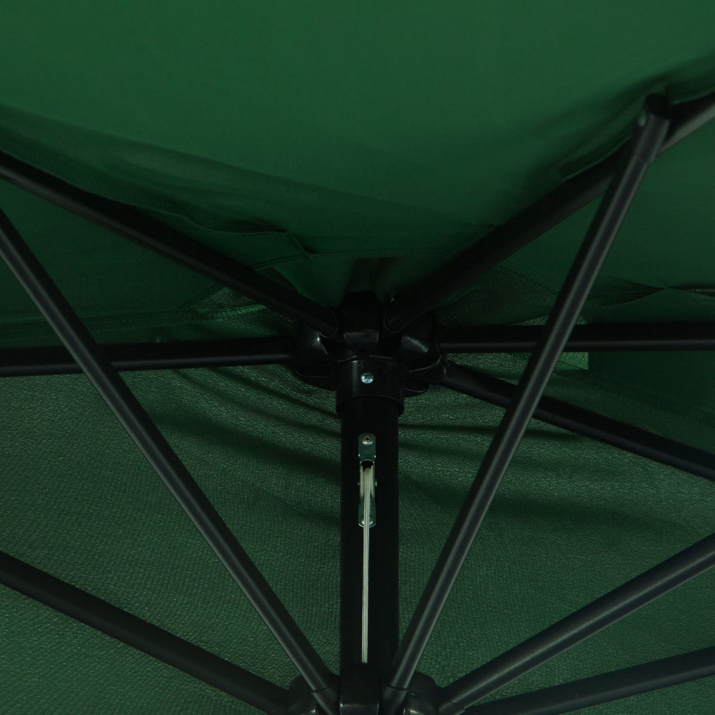 Outsunny 3(m) Half Round Parasol Umbrella Balcony Metal Frame Outdoor NO BASE Green