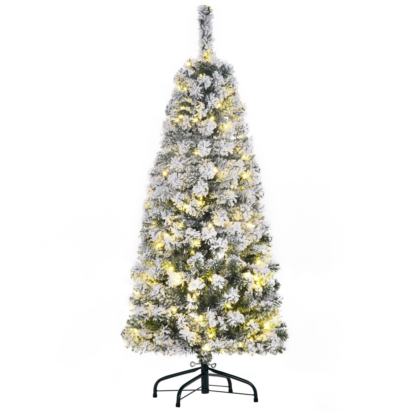 HOMCOM 4FT Pre-Lit Artificial Christmas Tree W/ Ornament, Metal Stand