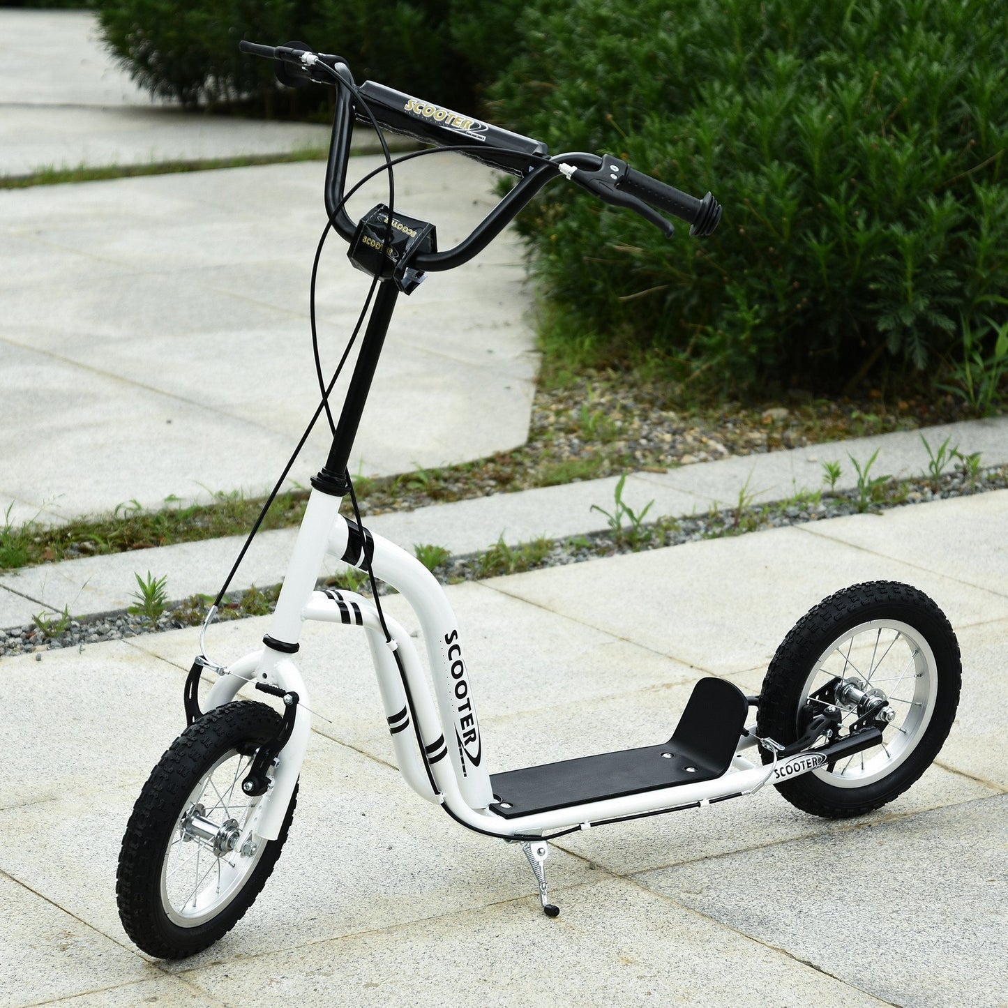HOMCOM Dual Brakes 12" Metal frame Kick Scooter adjustable black