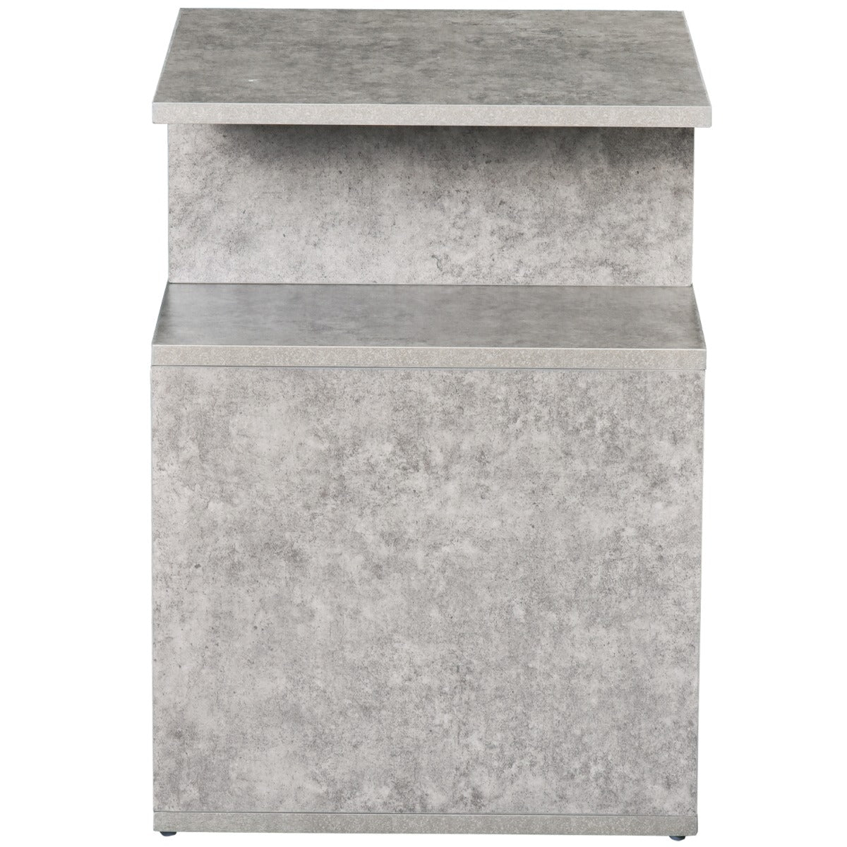 HOMCOM 3-Tier Side End Table, 45Lx40Wx55H cm-Cement Colour