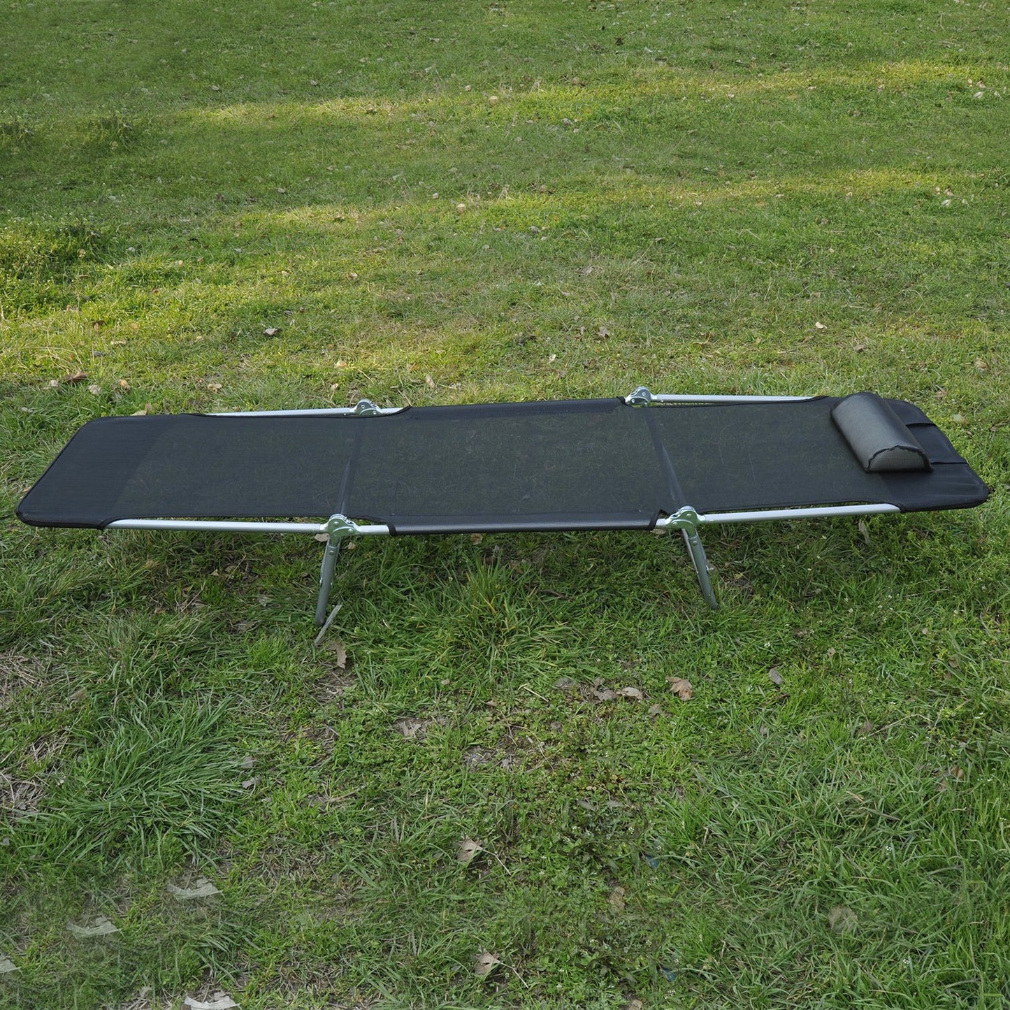 Outsunny Garden Recliner Adjustable Sun Lounger-Black