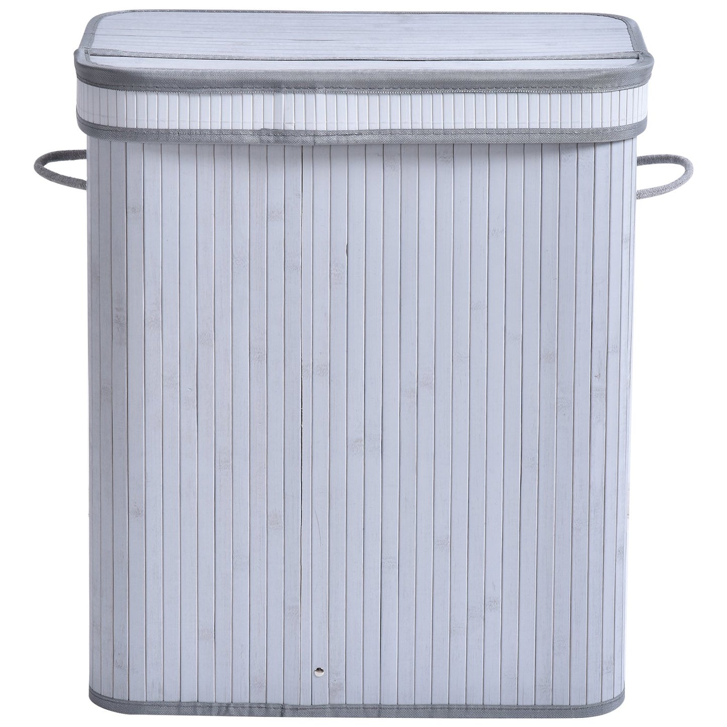 HOMCOM 100L Flip Lid Bamboo Laundry Basket Grey