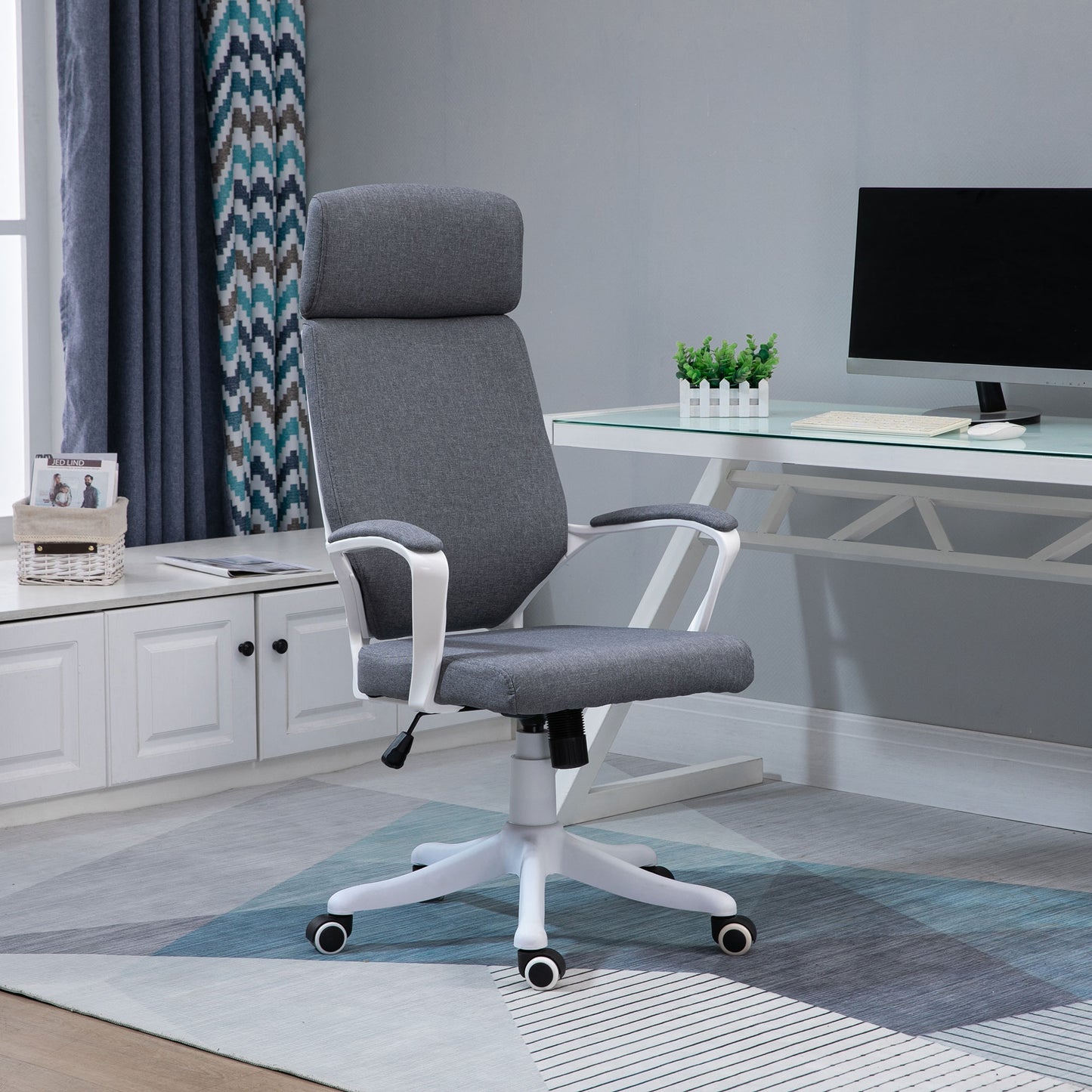 Vinsetto High Back Swivel Office Chair with Lumbar Back Support, Adjustable Height