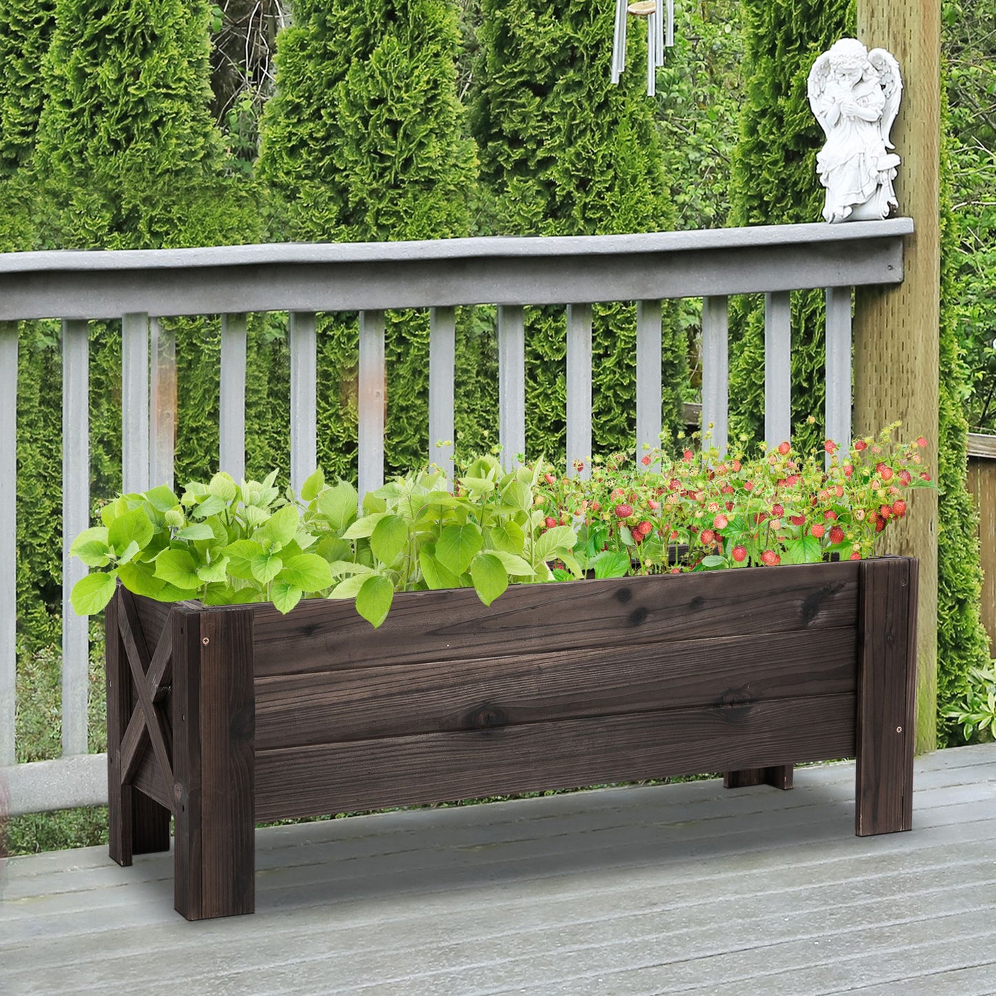 Outsunny Wooden Garden Raised Bed Planter Grow Containers Patio Flower Vegetable Pot