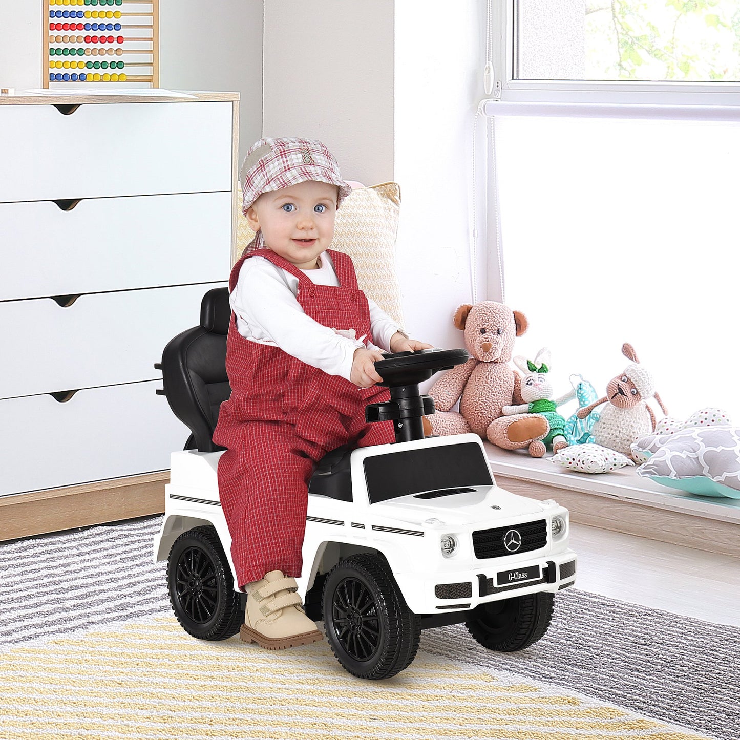 HOMCOM Benz G350 Ride-On Push Along Car Sliding Walker Floor Slider Stroller Toddler Vehicle, White