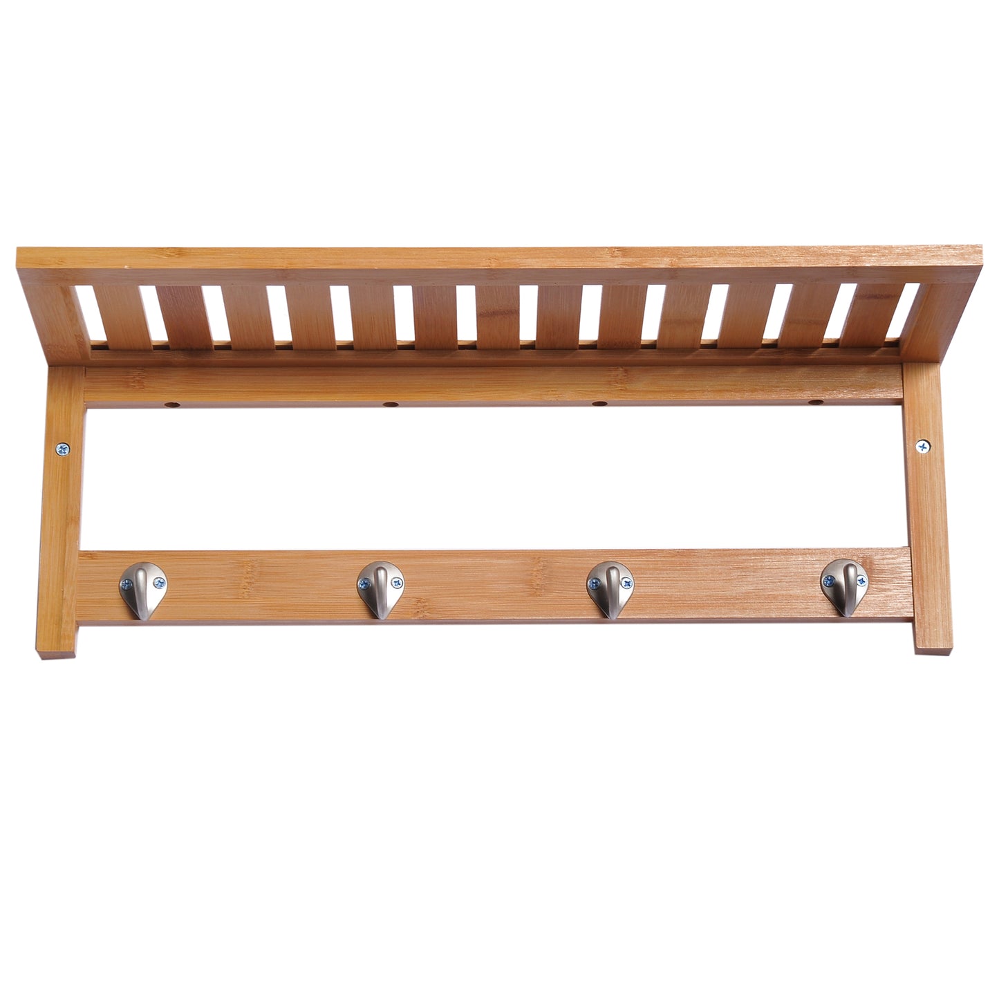 HOMCOM Wall Mounted Clothes Rack, 50Lx17Wx20H cm-Natural Bamboo