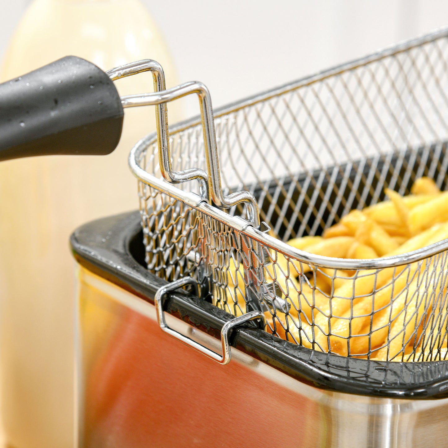 HOMCOM 3 Litre Stainless Steel Deep Fat Fryer with Adjustable Temp 60min Timer Viewing Window and Safety Cut Out 2000W