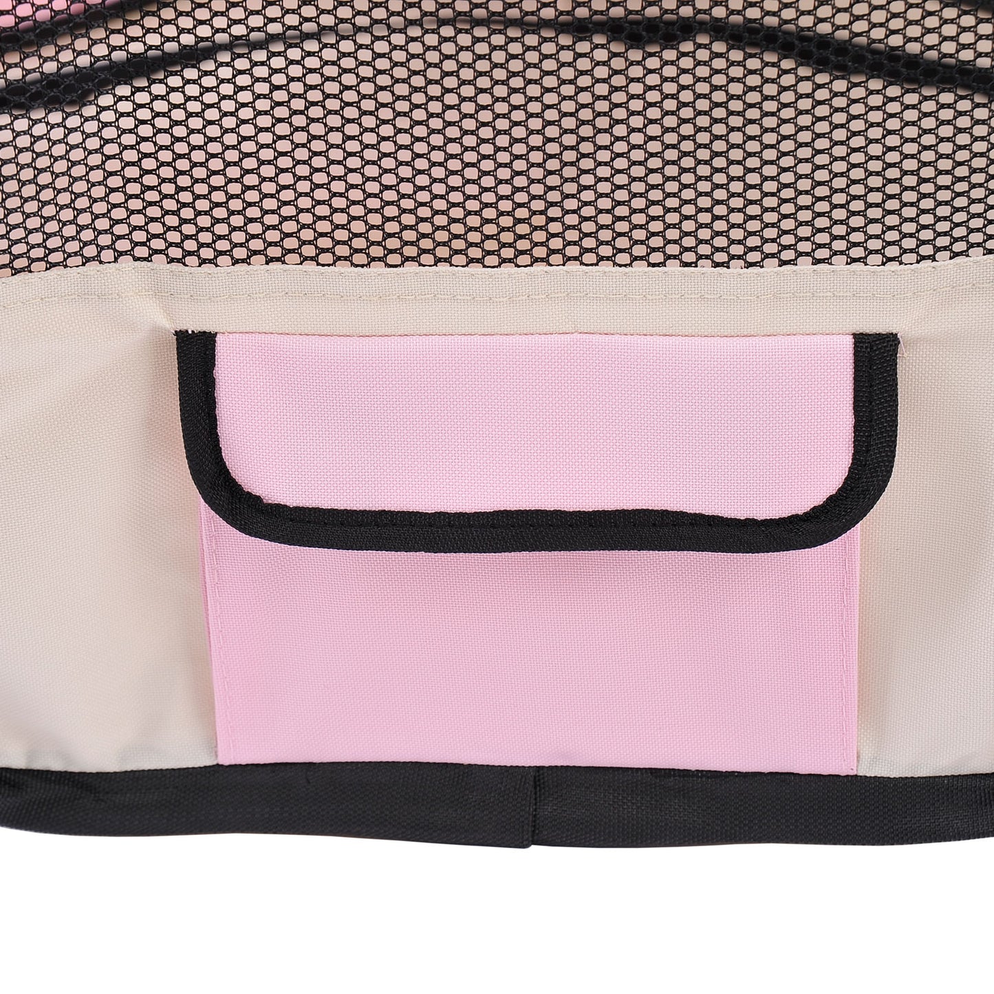 HOMCOM Fabric Dog Pens Pet Puppy PlayPen Dog Crate (37cmx37cmx95cm)-Pink/Cream