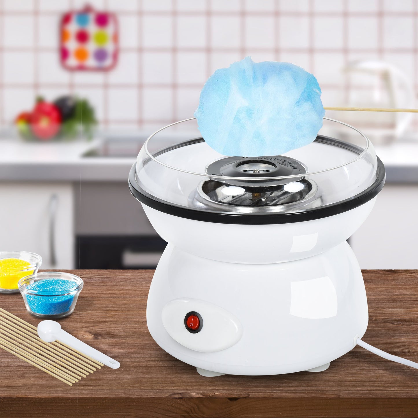 HOMCOM 450W Non-Stick Stainless Steel Candyfloss Machine White