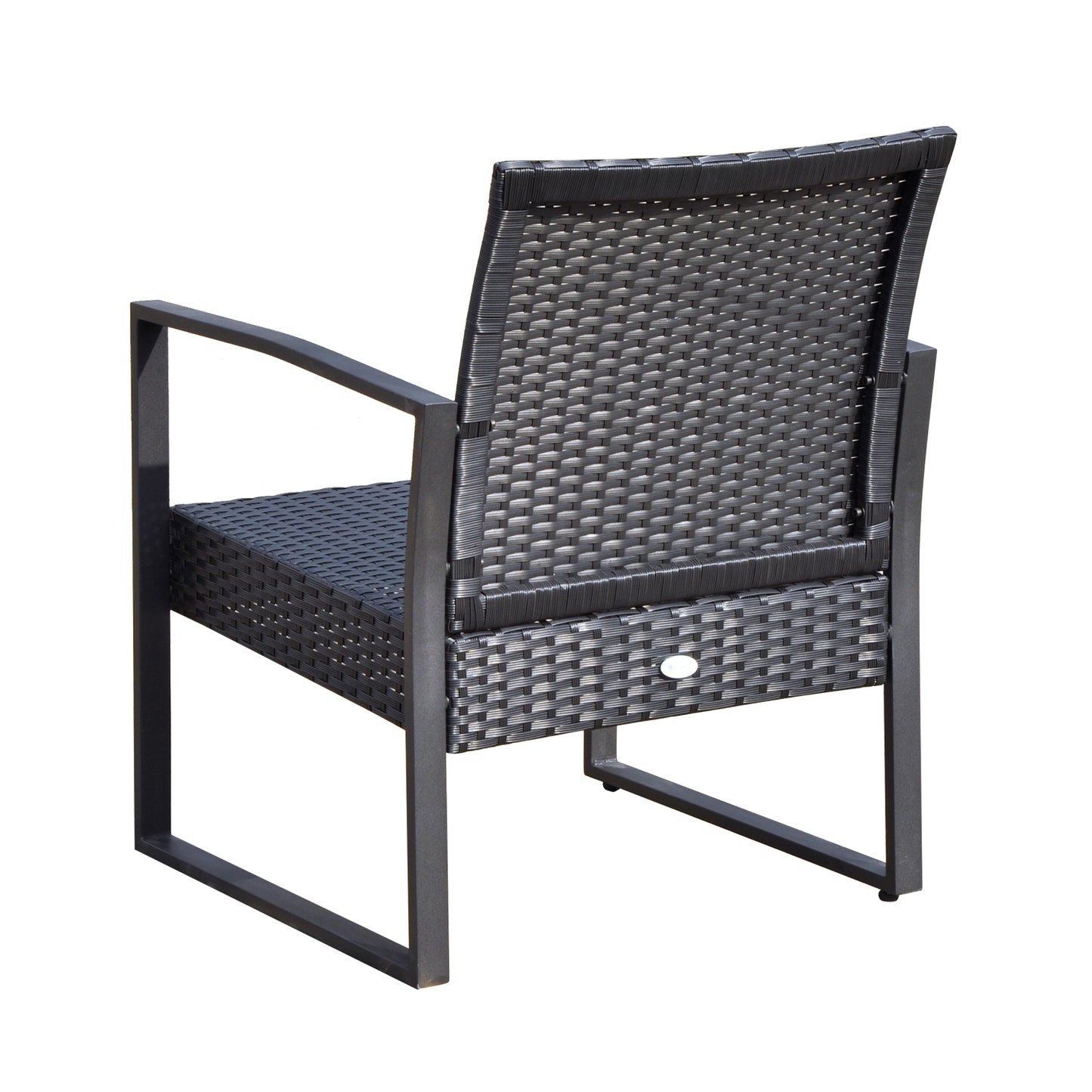 Outsunny 3 Pc Rattan Coffee Set-Black